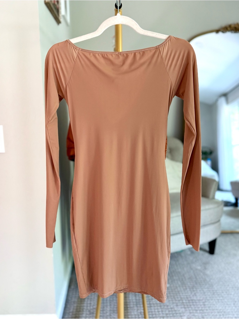 RARE SKIMS Jelly Sheer Off the Shoulder Dress in “Sienna” Size Large - Picture 4 of 6